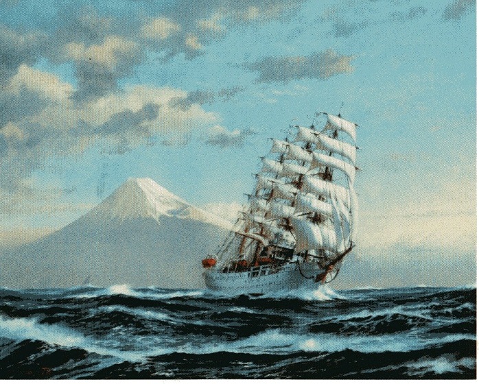 額装 油絵 帆船 サンファンバウンティス号 梶田達二 - 絵画/タペストリ